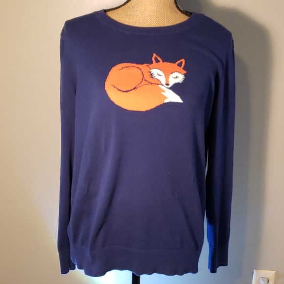 LOFT Sweaters - Loft Blue Sweater with a little orange fox